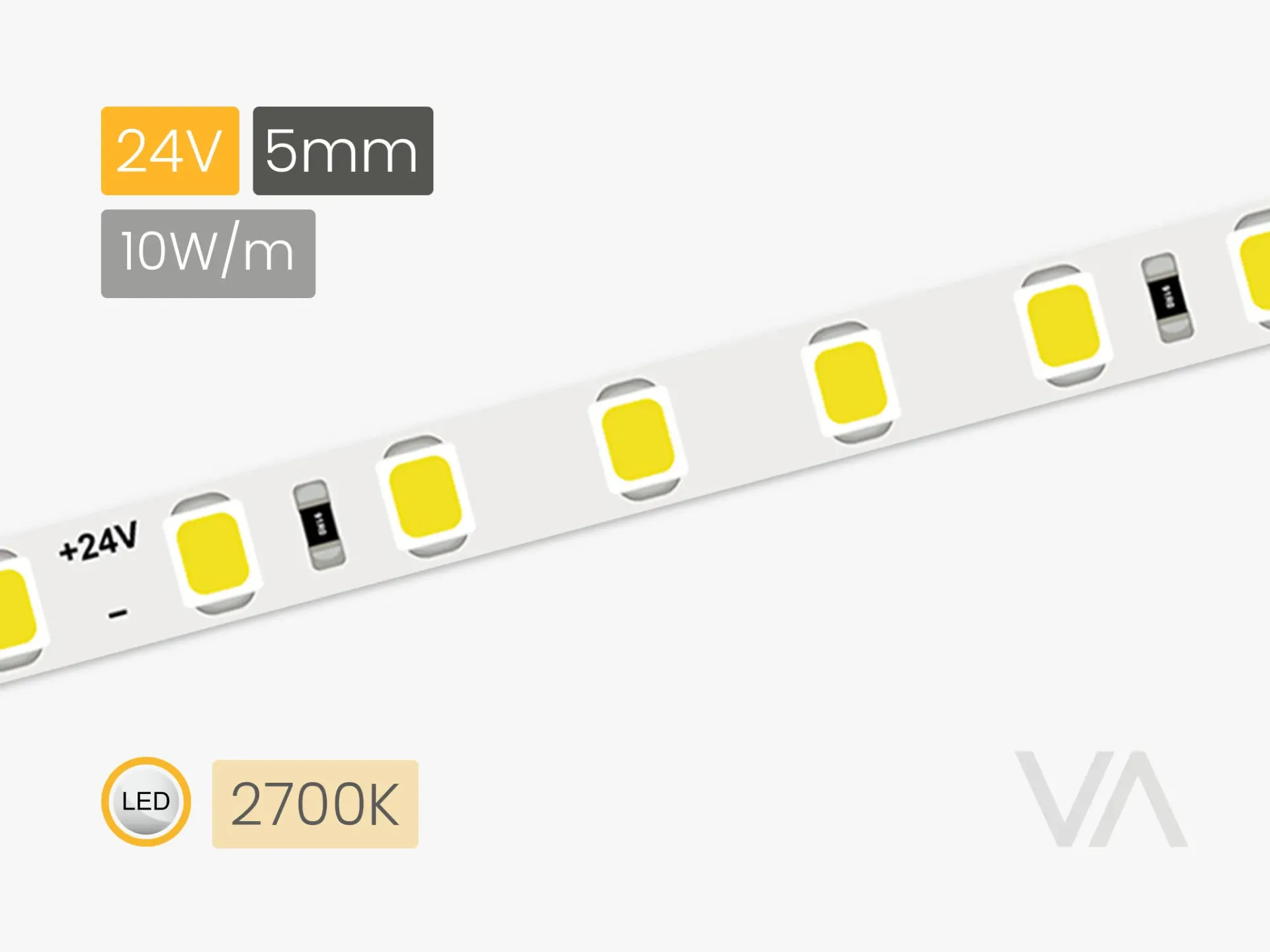 [LS4001 SMD LED-Ribbon, 5mm, 24V/10W, MC 2700K, 128] 200.10.00.005 LS4001 SMD LED-Ribbon