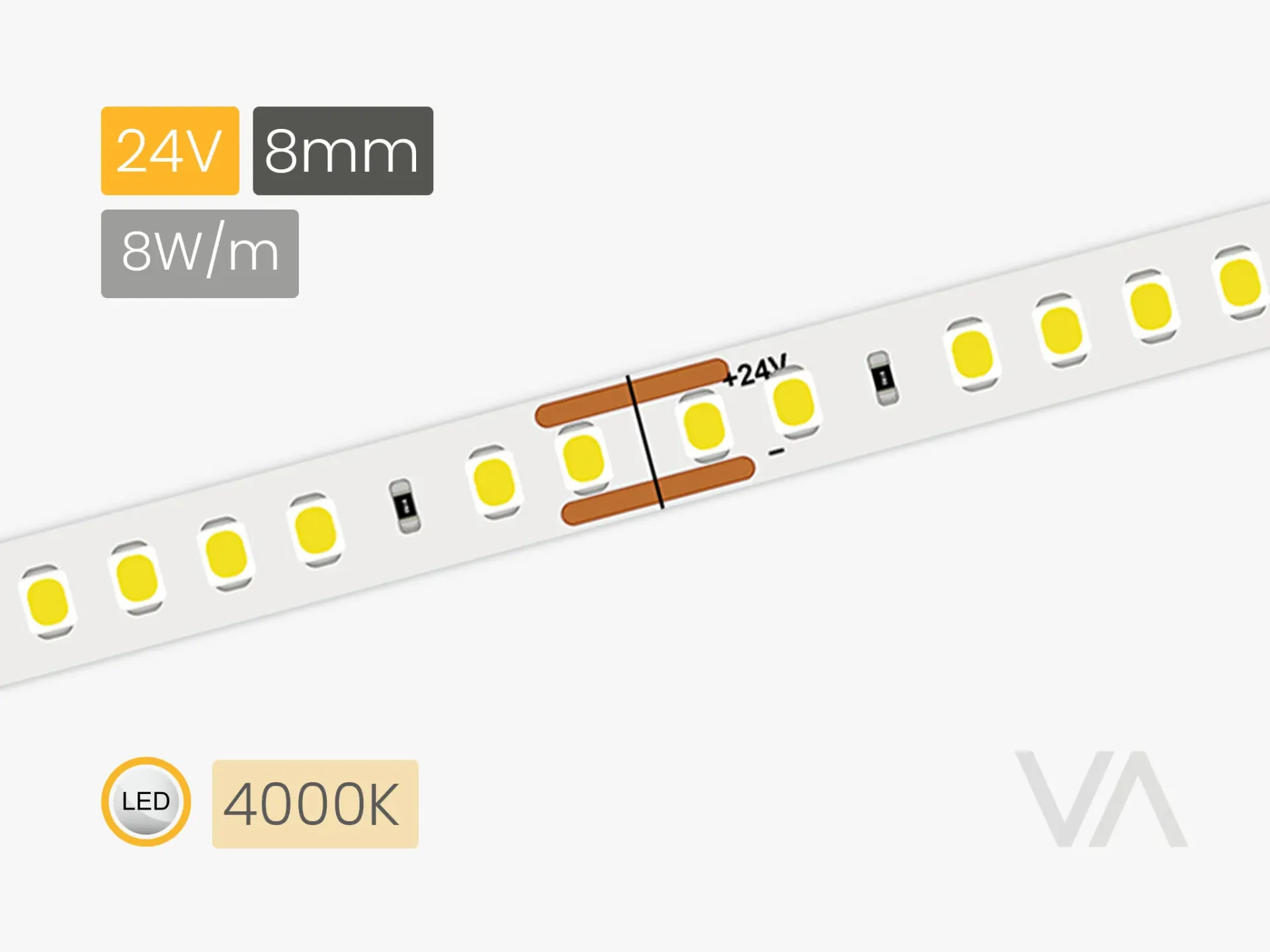 [LS4005 SMD LED-Ribbon, 8mm, 24V/8W, MC 4000K, 126] 200.10.00.023 LS4005 SMD LED-Ribbon