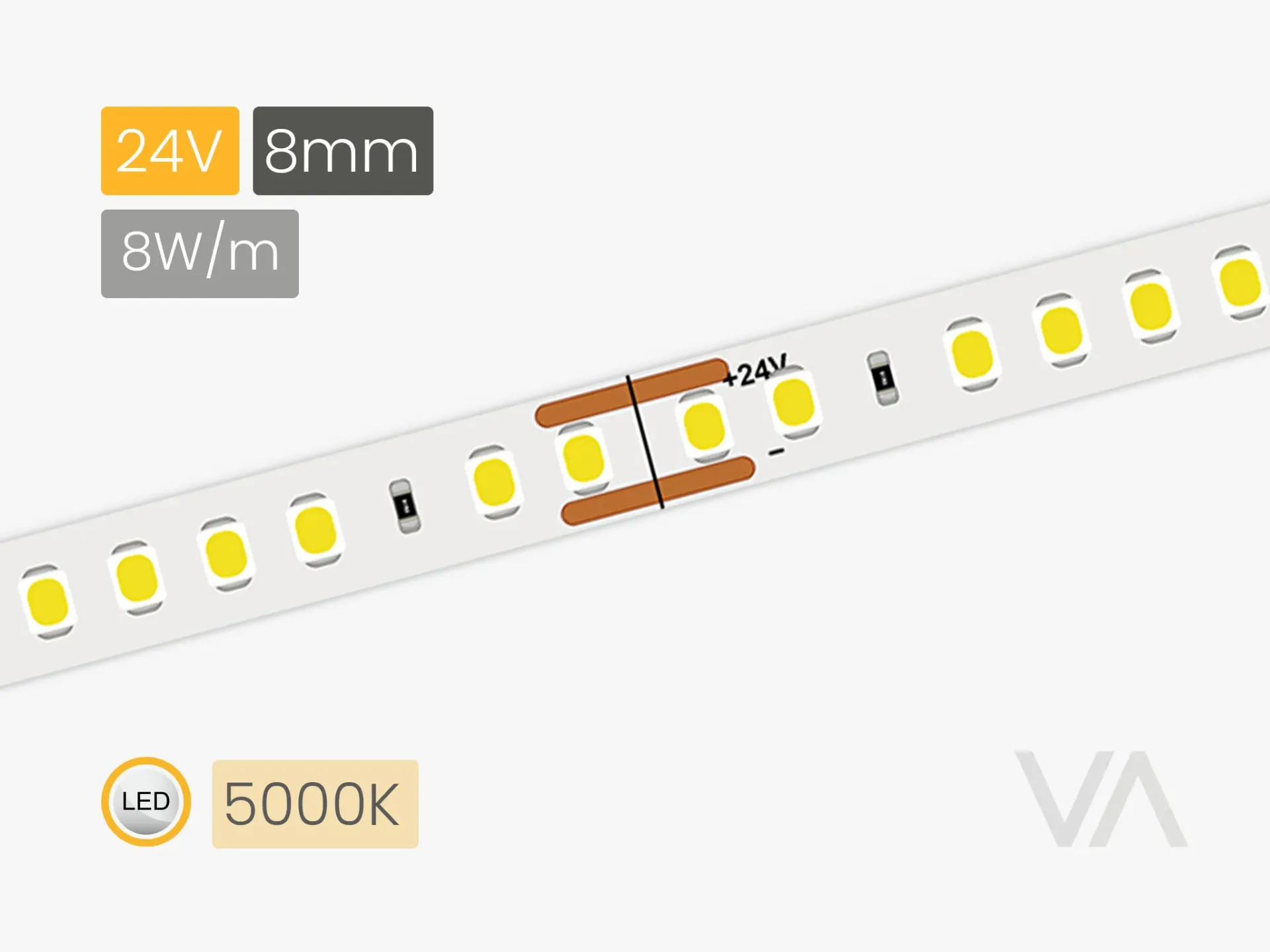 [LS4005 SMD LED-Ribbon, 8mm, 24V/8W, MC 5000K, 126] 200.10.00.024 LS4005 SMD LED-Ribbon